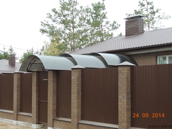 Навес из поликарбоната, Входная группа, забор, калитка