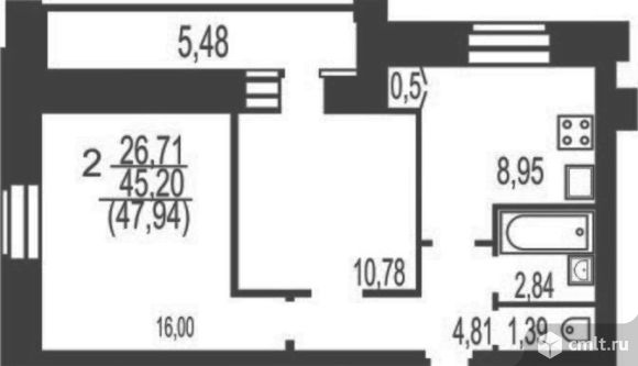Шилово, Курчатова ул. Двухкомнатная квартира. Фото 3.